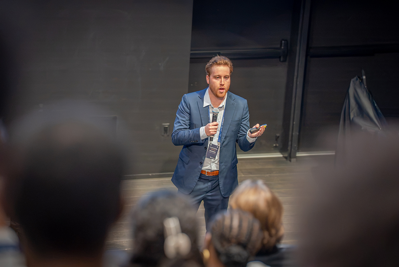 Nathan Drouillard at the final pitch showcase